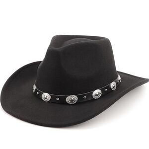 Black Western Cowboy Hat with Silver Accents